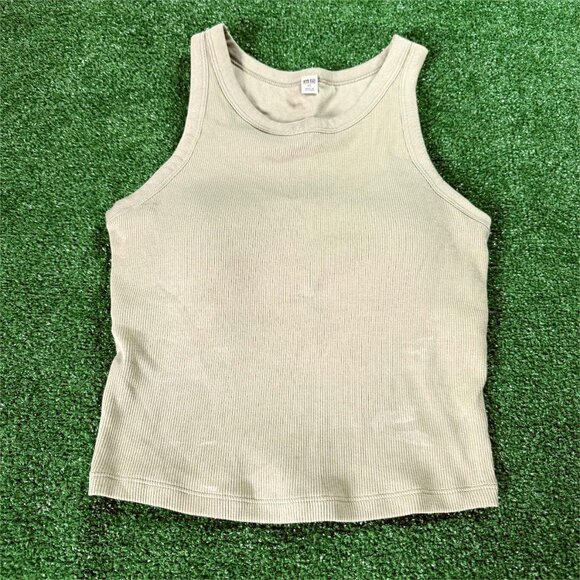 Uniqlo Sleeveless Green Running Run Casual Ribbed Cropped Bra Tank Top Size XS - Picture 1 of 14